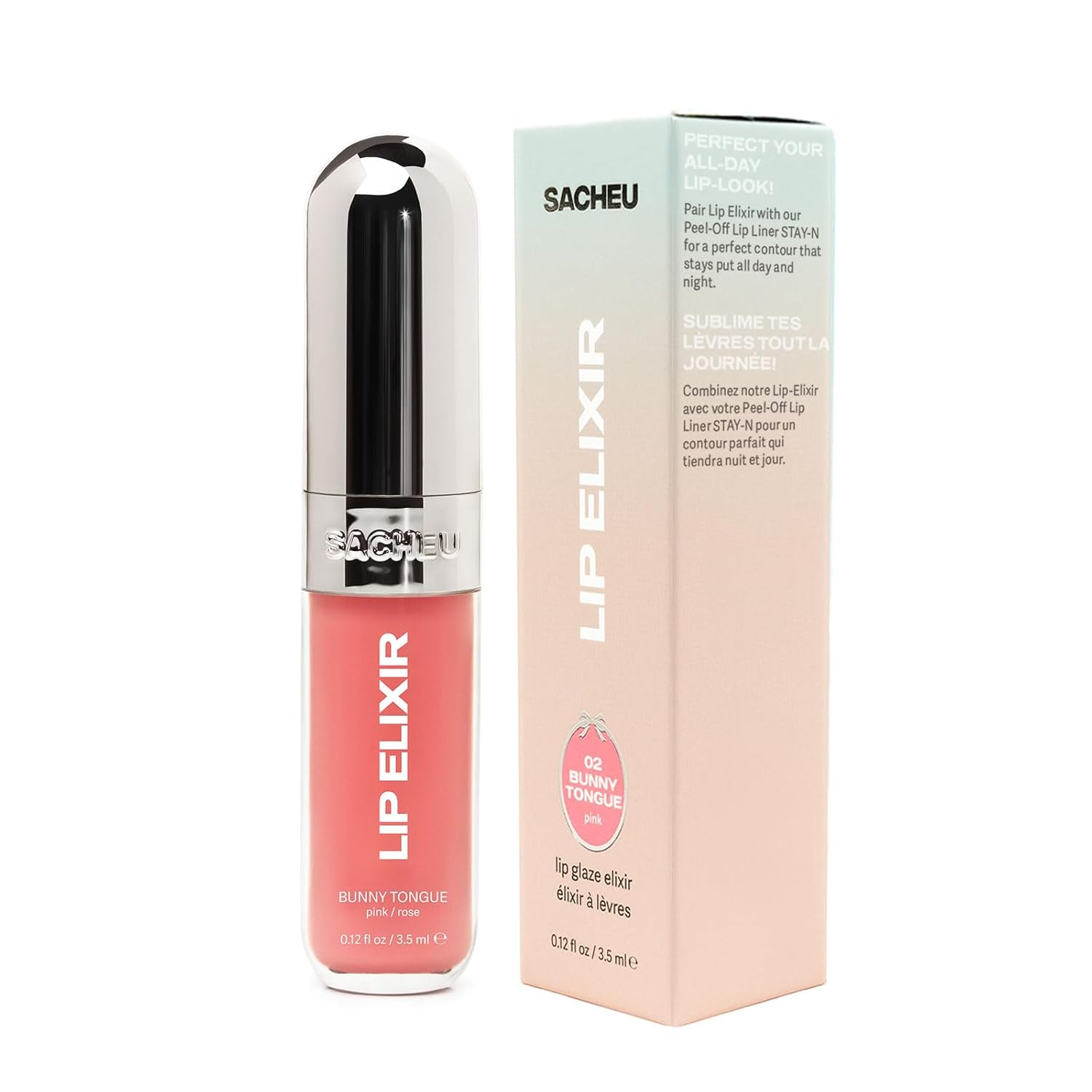 Sacheu Lip Elixir Nourishing and Hydrating Lipgloss — Moisturizing Plumping Lip Gloss Enriched with Collagen, Non-Sticky Lip Color Smooth High-Shine Finish, Vegan & Cruelty-Free, Bunny Tongue (Pink) - Image 6