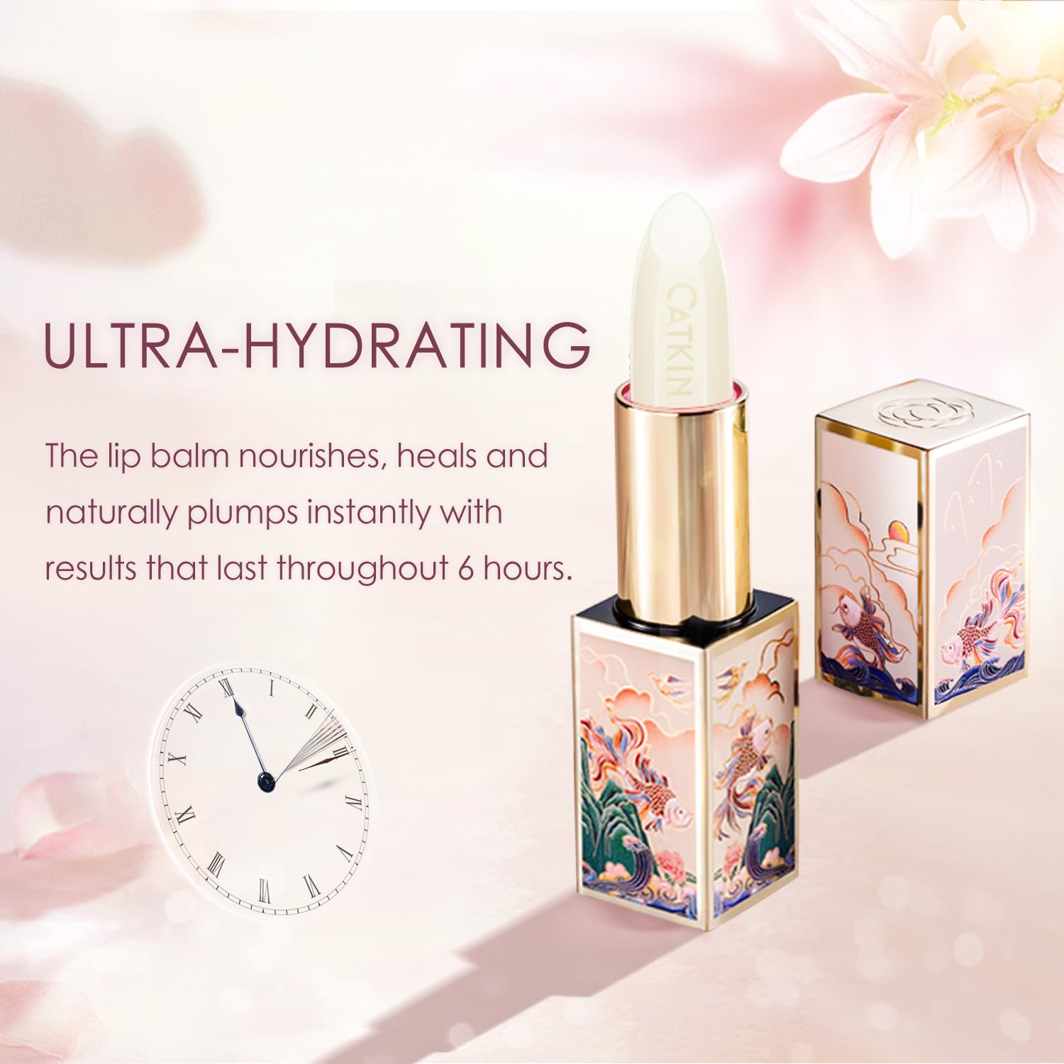 CATKIN Tinted Lip Balm Glitter Lip Stain Ultra Hydrating Lip Moistrurizer Chapstick with Vitamin E Nourishing For Cracked & Dry Lips 0.12 oz C11 Fairy - Coral Pink - Image 5
