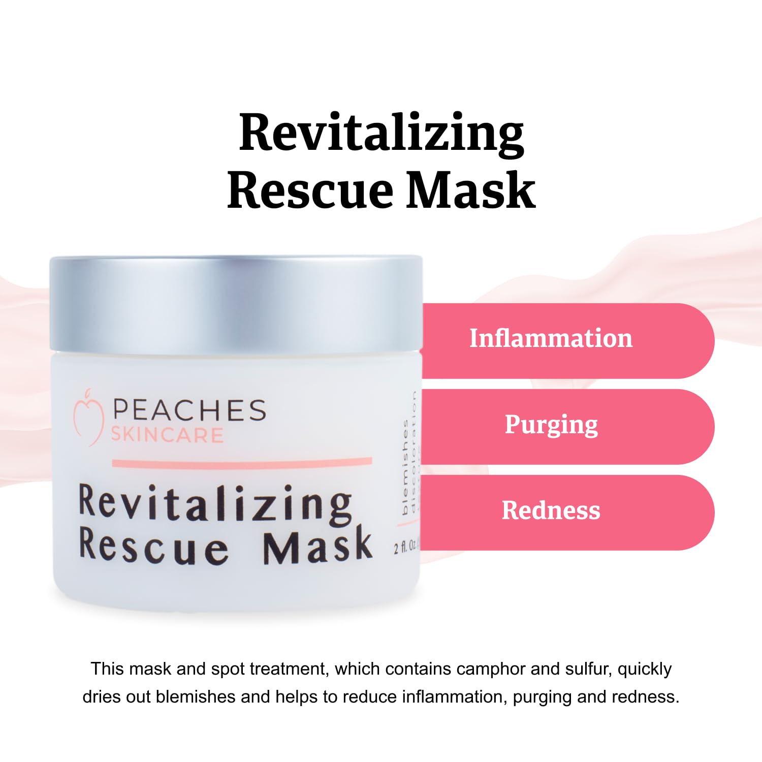 Acne Face Mask – Fast-Drying Camphor and Sulfur Formula with Antioxidants – Supports Clearer, Revitalized Skin – Revitalizing Rescue Mask (2 fl. oz) - Image 3