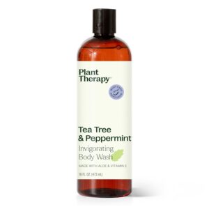 Plant Therapy Tea Tree and Peppermint Essential Oil Natural Body Wash 16 oz For all Skin Types, Sulfate Free Body Wash, For Men or Women, Refreshing & Invigorating Natural Scent, Hydrating Lather