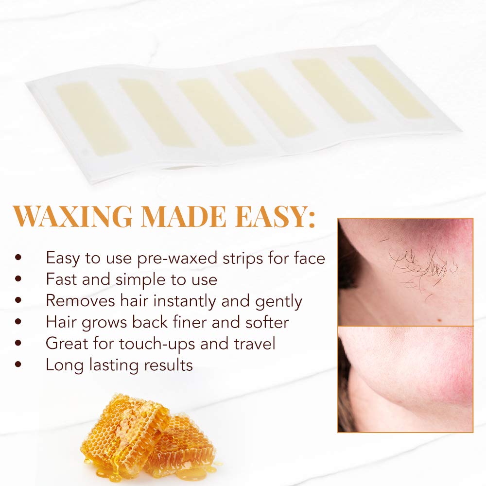 GiGi Wax Strips for Hair Removal – 12 Facial Wax Strips for Women with Post Epilation Lotion, At Home Waxing Kit - Image 4
