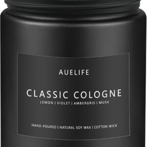 Classic Cologne Candle | Candles for Men - Men's Cologne Scent, Gifts for Men - Soy Candles for Home Scented, Aromatherapy Candle Home Fragrance Decor - 7oz Black Jar, Long Lasting