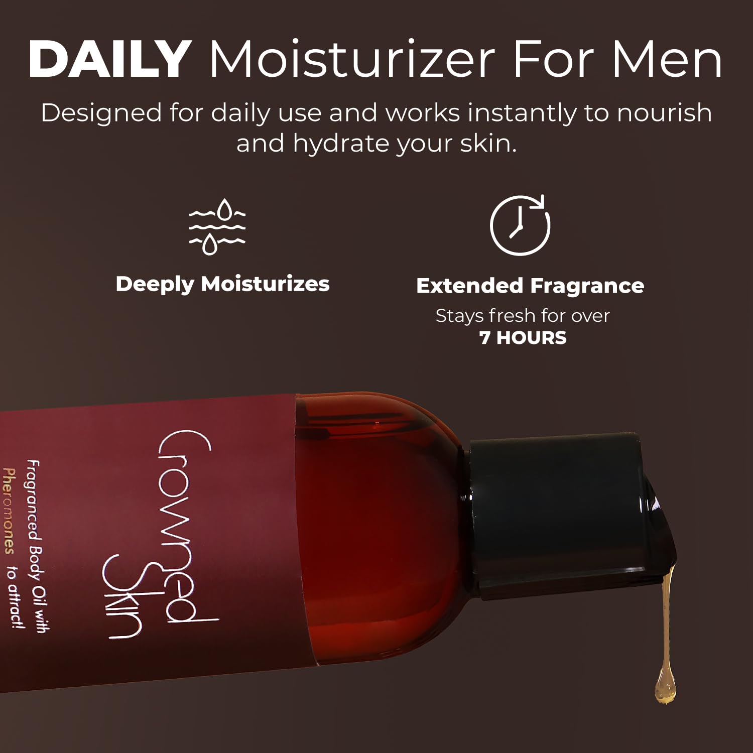 King Cologned Body Oil | Warm and Sensual Scent | Blended with Sandalwood & Leather | Infused with Jojoba and Grapeseed Oil | Moisturizing Formula with All-Day Fragrance | 4oz - Image 3
