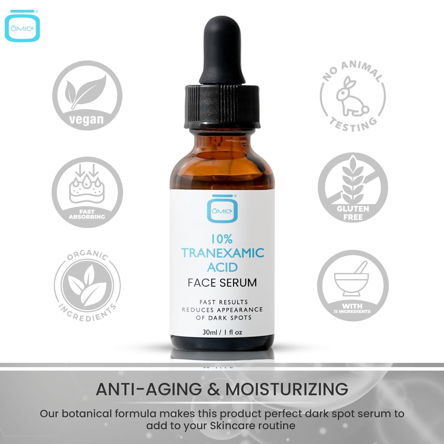 OMIC 10% Tranexamic Acid Brightening Face Serum 1 fl oz Natural Formula for Brown Spots - Image 7