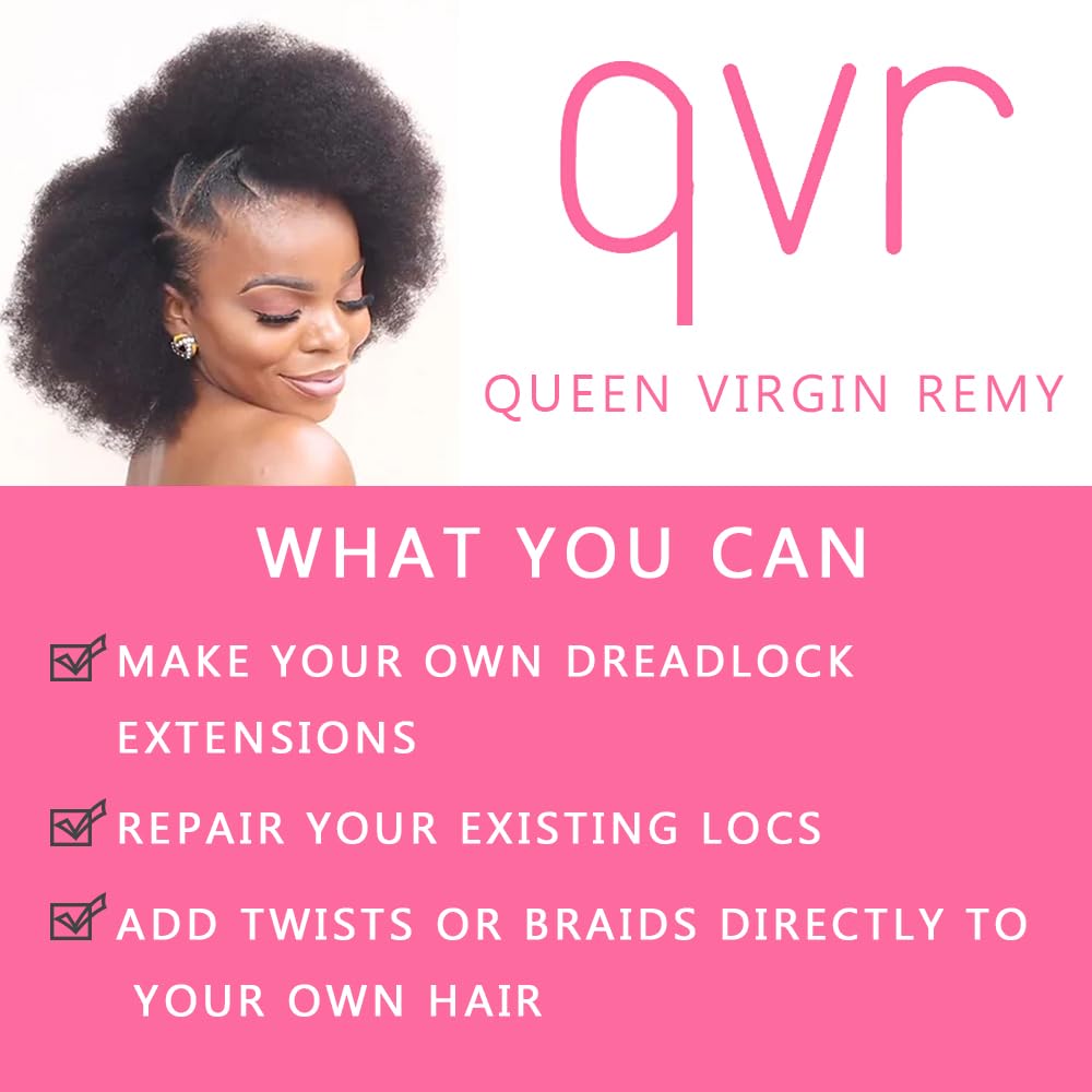 QVR 18 Inch Natural Black 50g 100% Human Hair Bulk for Dreadlock Extensions - Image 5
