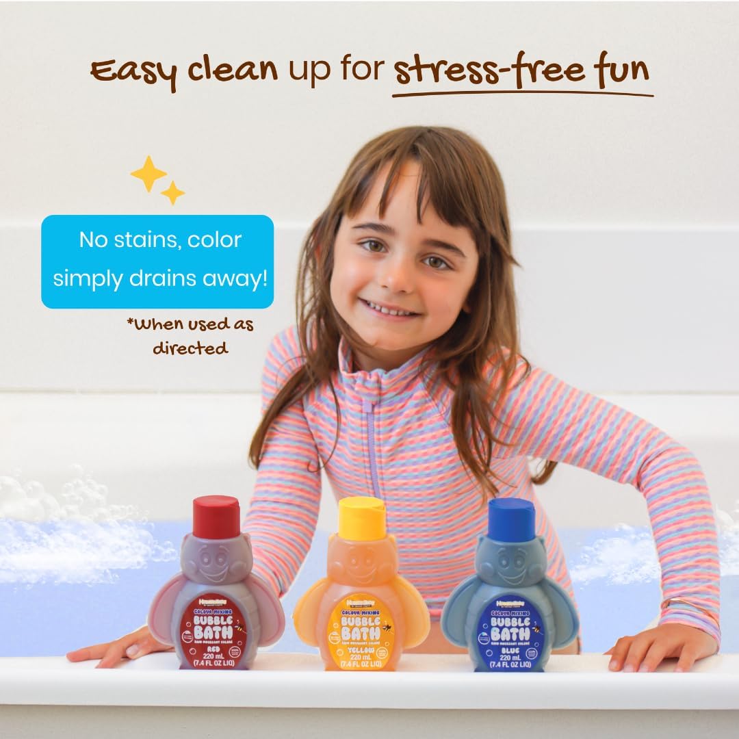 Honeysticks Kids Non-Toxic Plant-Based Bubble Bath 3 Pack Blue Red Yellow Ages 1-8 - Image 5