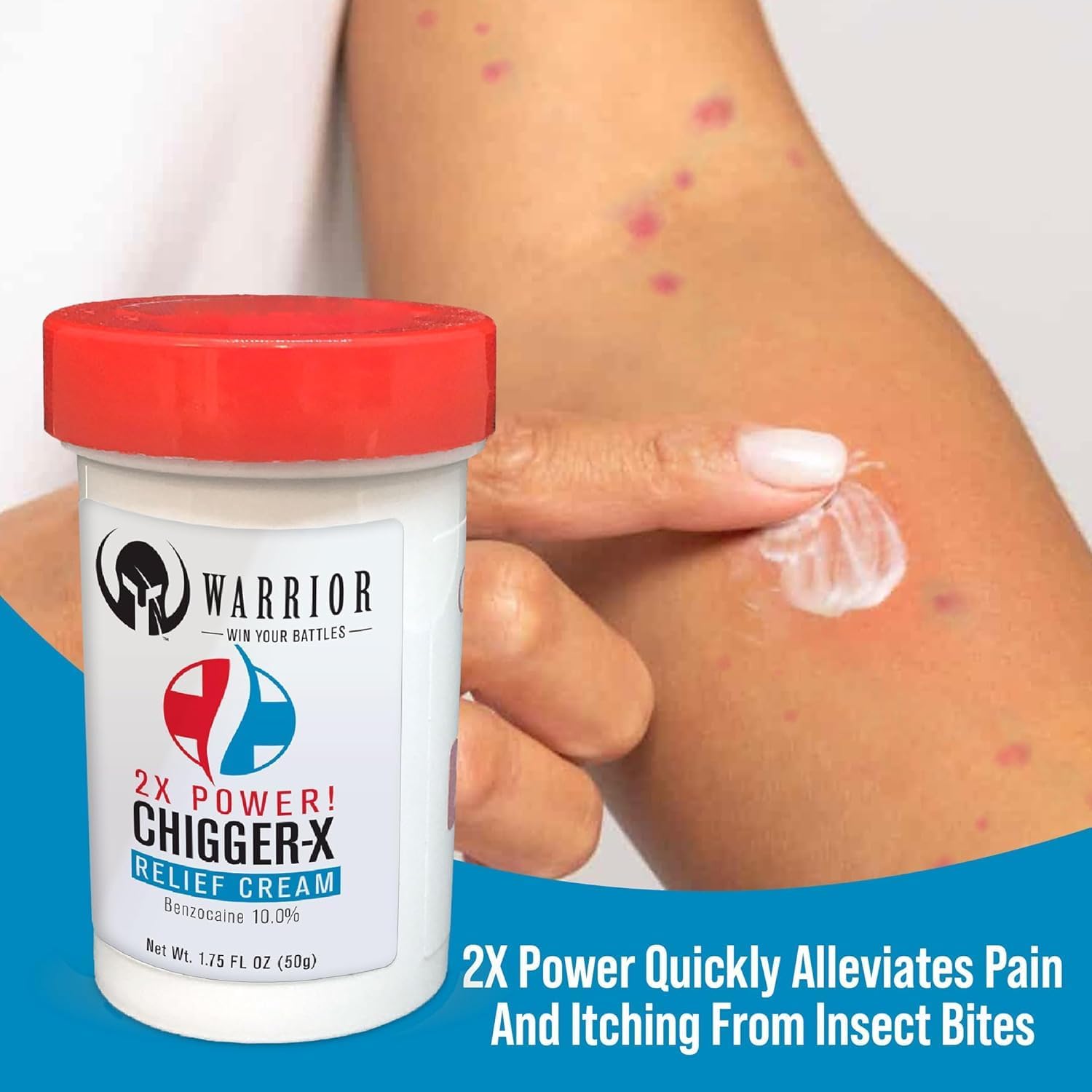 Warrior Chigger 2X Anti Itch Cream 1.75 OZ with 10% Benzocaine for Bug Bites - Image 3