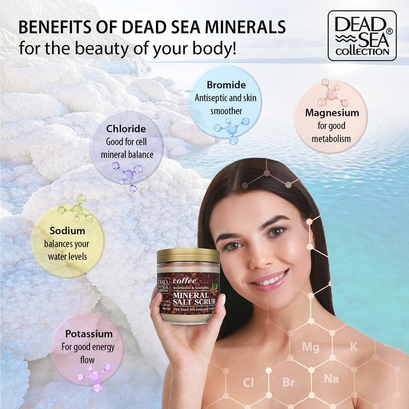Dead Sea Collection Coffee Scented Salt Body Scrub - Large 23.28 OZ - with Pure Oils and Dead Sea Minerals - Image 4