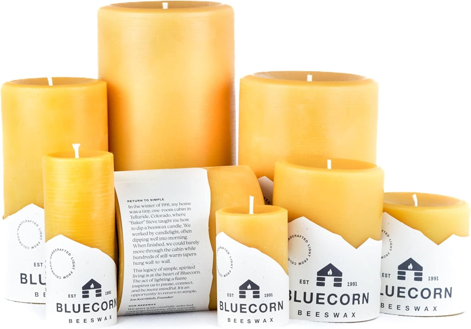 Bluecorn Beeswax 100% Pure Beeswax Pillar Candles | Natural Beeswax Candles, Unscented Yellow Candles | Soy, Paraffin, & Fragrance Free | 3x3, 50 Hour Burn Time | Handmade in Colorado - Image 8