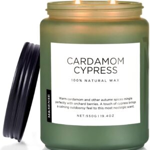 M&SENSE Spice Cardamom Cypress Large Soy Candles for Home Scented 2 Wick Large Soy Natural Candles 19.4oz 110 Hours Long Lasting Slow Burning, Christmas Holiday Woody Scented Winter Gifts