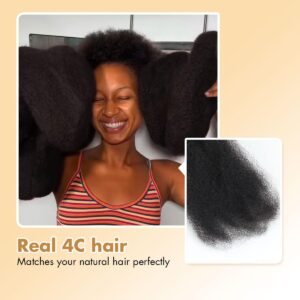 Afro Kinkys Bulk Human Hair, 16 inch 50 Gram 4c Curly Hair for Permanent Sister Locs/Mini Twists/Braids Can Dye and Bleach (Natural Black, 16 Inch)