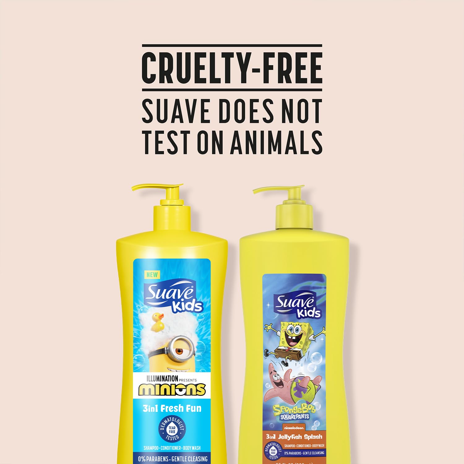 Suave Kids 3-in-1 Variety 2-Pack – Minions Fresh Fun + SpongeBob SquarePants JellyFish Splash Tear-Free Shampoo, Conditioner & Body Wash, 28 Oz Ea - Image 9