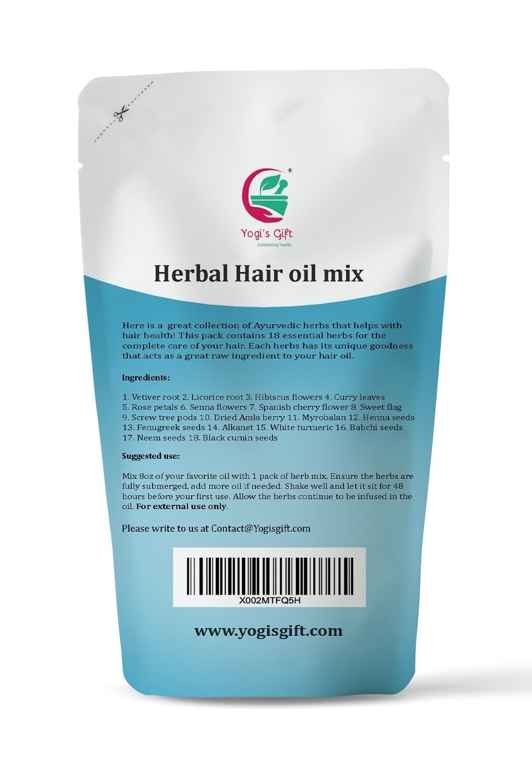 Yogi’s Gift | Ayurvedic Herbal Hair Oil Mix | 75 g x 2 packs | 18 Essential Herbs For Growth | 100% Natural Product Of India - Image 3