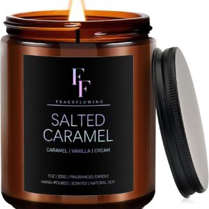 Salted Caramel Scented Candle for Home Soy Wax Candle, Aromatherapy Candle Gift for Women Men, 7oz