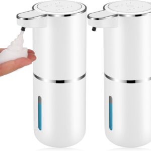 2 Pack Automatic Soap Dispensers,13.4oz/380ml USB Touchless Automatic Foaming Soap Dispenser,Rechargeabled Wall Mounted Smart Soap Dispenser for Bathroom Kitchen Dish Soap