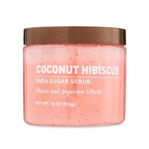 Coconut Hibiscus Shea Sugar Scrub with Sugarcane Extract, 18 oz