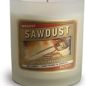 Four Points Trading Company Candles - Sawdust Scented Aromatherapy Candles - Perfect Candle for Women or Men - Great for Birthday, Grandpa, Mom, Home and Apartment Decor - 100% Soy Candle - 8oz