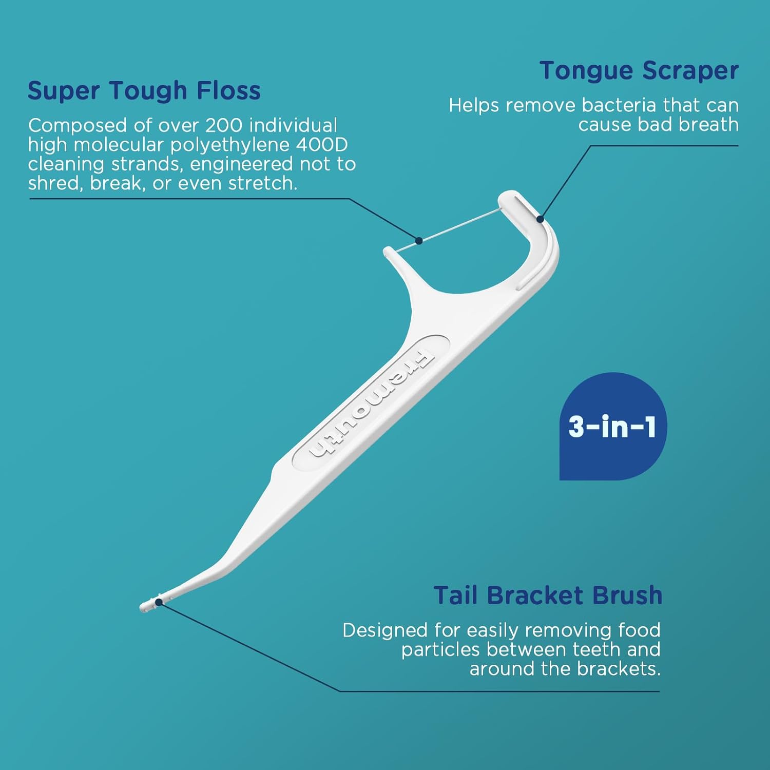 Orthodontic Floss Picks 3-in-1 Design for Braces, 100 Count Bulk Pack - Image 2