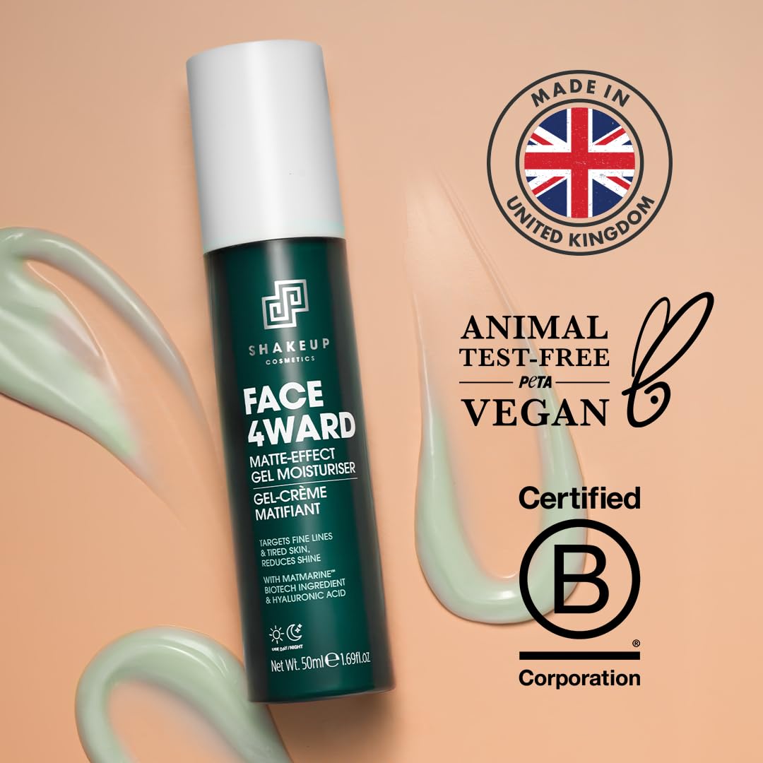 Mens Daily Moisturiser, Lightweight & Non-greasy, Reduces Shine, Fresh Subtle Scent. Vegan with Matmarine & Hyaluronic Acid, 50ml. Aka. FACE 4WARD MATTE-EFFECT GEL MOISTURISER - Image 4