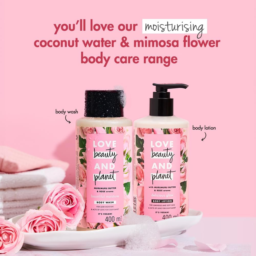 Lo.ve Bea.uty & Pla.net Murumuru Butter and Rose Moisturising Body Wash|Crème Shower Gel for Soft Skin,200ml - Image 6