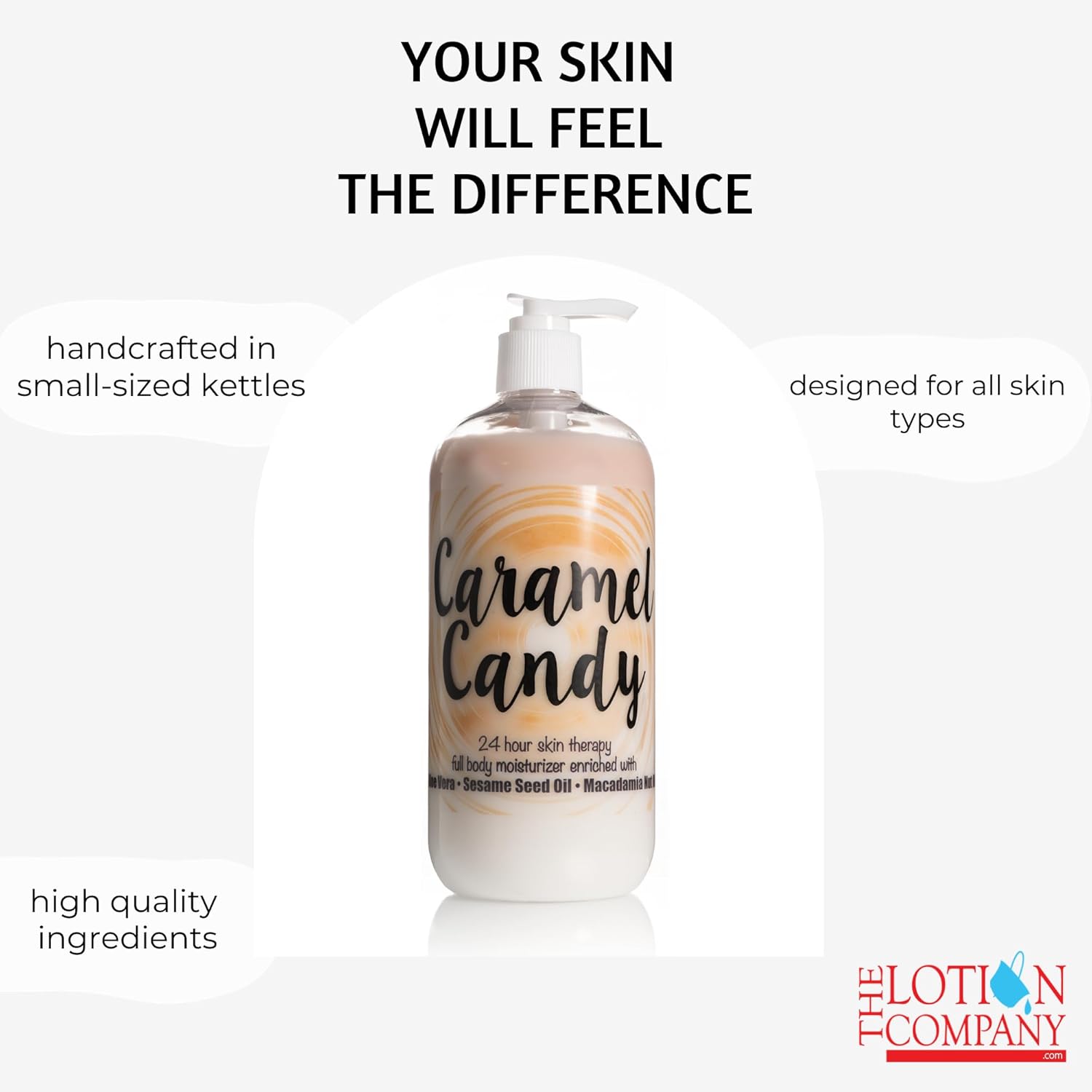 The Lotion Company 24 Hour Skin Therapy Lotion β Caramel Candy Scent, Full Body Moisturizer with Aloe Vera, Paraben-Free, Handcrafted in USA β 16 fl oz Bottle - Image 7