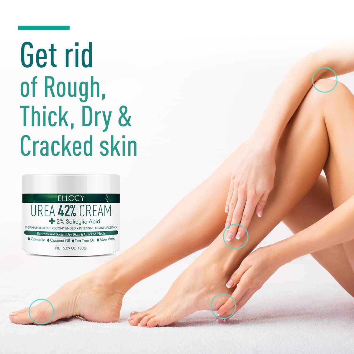 Urea cream 40 perent for feet: Maximum Strength Urea lotion for cracked Heels and Rough Thick Skin for foot- 42% Crema 5.29 oz. - Image 4