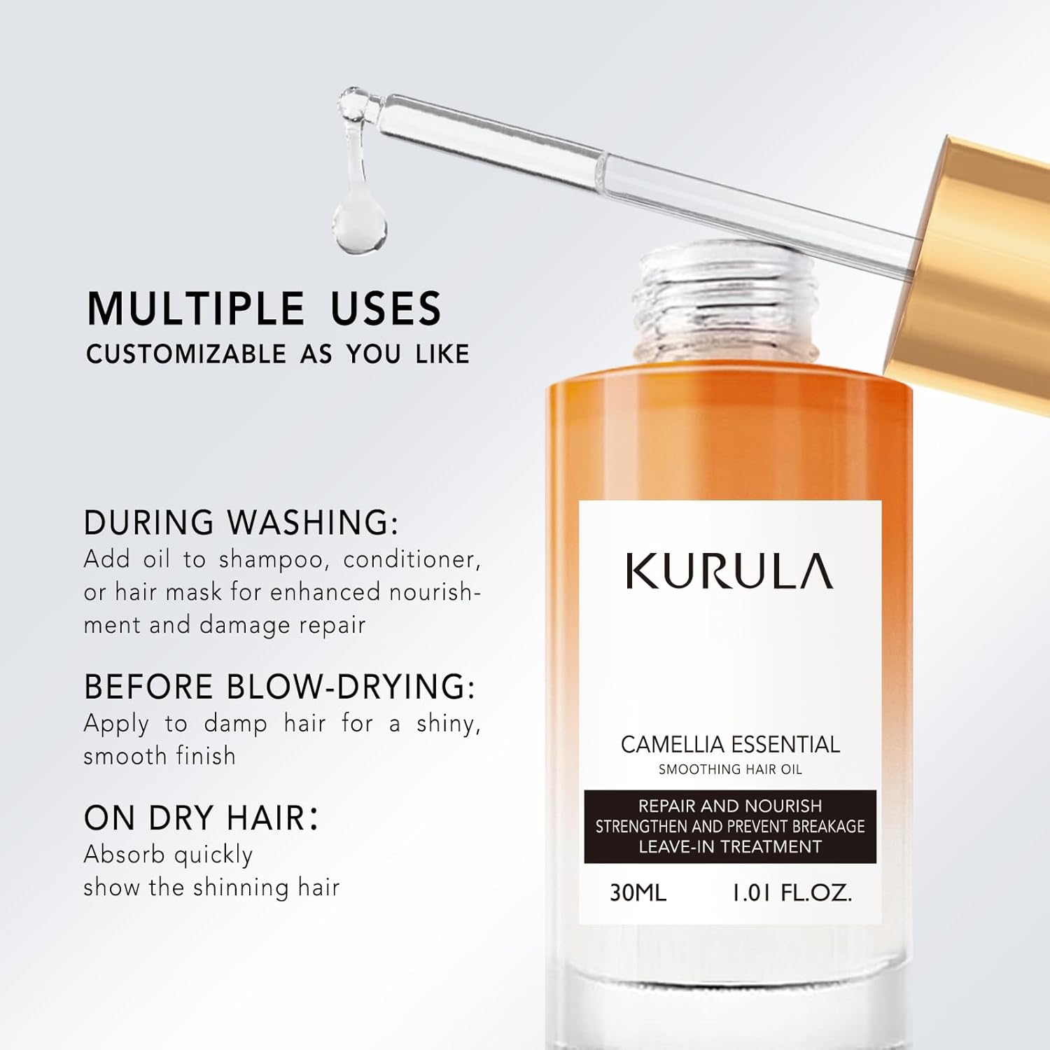 Camellia Hydrating Hair Oil Serum for Shine and Split End Repair, 100ml - Image 4