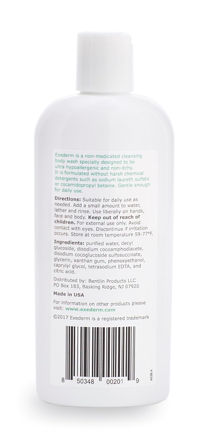 Exederm Body Wash for Eczema & Dermatitis, 8 Fl Oz, Ultra Sensitive Non-Irritating Bodywash, Gentle, Moisturizing Anti-Itch Cleanser for Red, Itchy, Dry Skin, Hypoallergenic, Sulfate & Paraben Free - Image 4