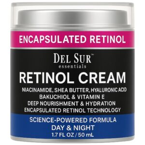 DEL SUR Retinol Cream for Face 50ml – Anti-Aging Night Moisturizer with Hyaluronic Acid, Bakuchiol & Niacinamide – Retinol Cream for Wrinkles, Fine Lines & Dark Spots 50ml