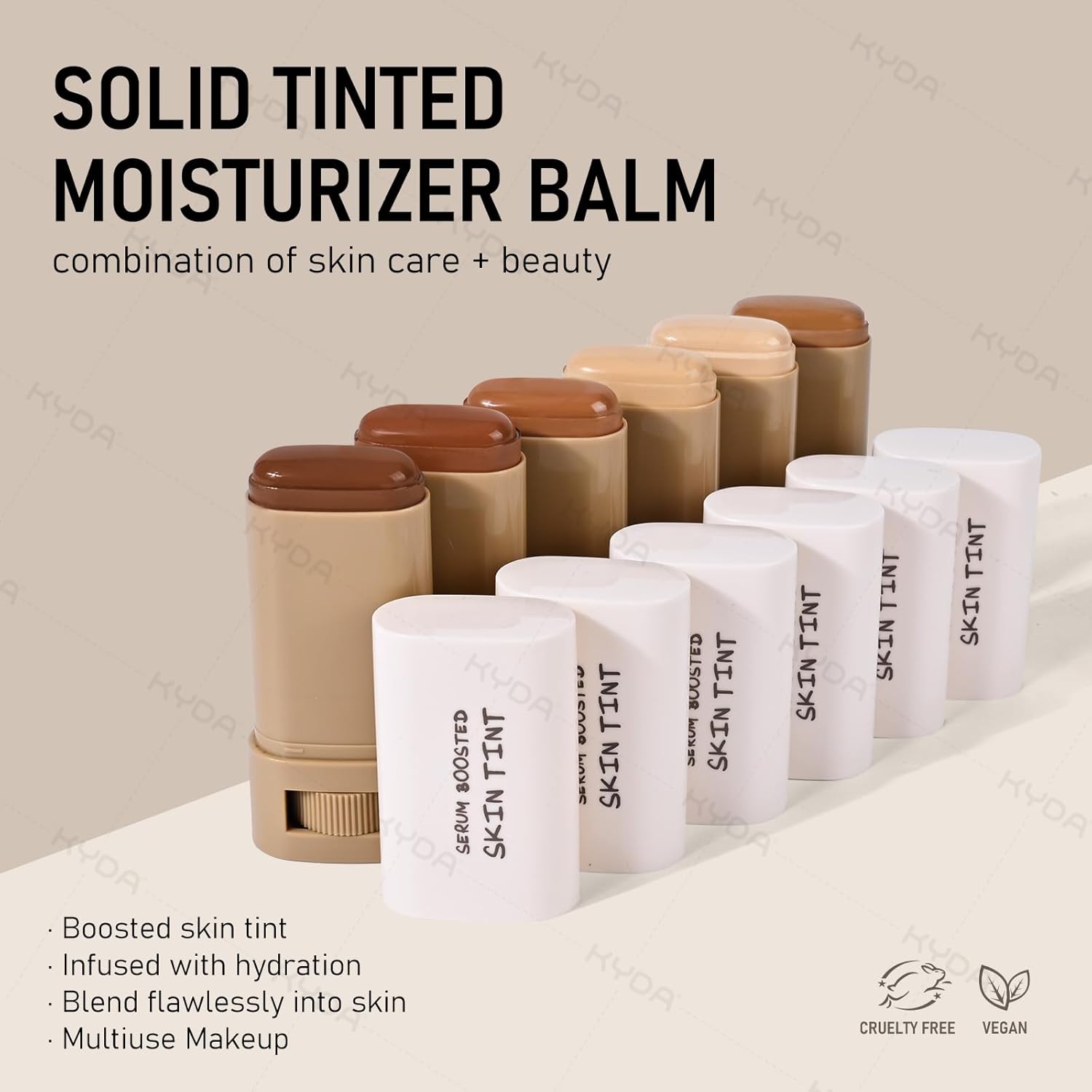 KYDA Tinted Moisturizer Stick, Solid Serum for Boost Skin Tint, Tinted Foundation Stick, Solid Beauty Balm for Contour Concealer, Sheer to Light Cover, Lightweight Blendable, 02 - Image 2