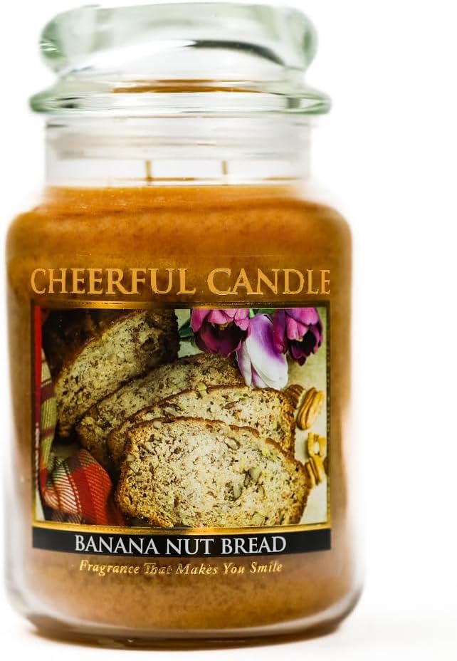 A Cheerful Giver — Banana Nut Bread - 24oz Large Scented Candle Jar with Lid - Cheerful Candle - 135 Hours of Burn Time, Christmas Gift for Women, Brown