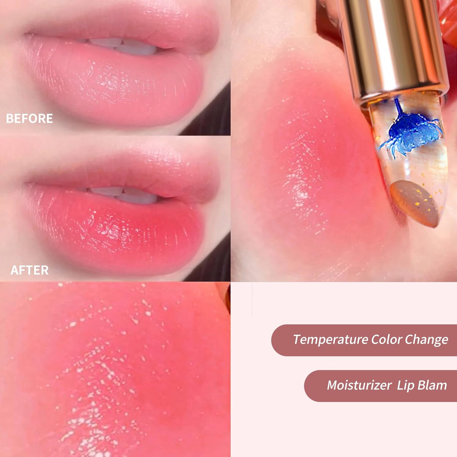 BLUE LOVE Color Changing Jelly Lipstick Hydrating Flower Balm Long-Lasting Moisturizer 2 Count Pack - Image 2