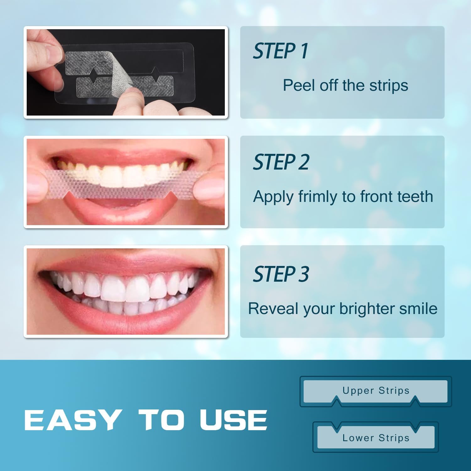 Teeth Whitening Strip 14 Treatments - Whitening Strips for Sensitive People, Fast Remove Smoking, Coffee, Wine Stains, Teeth Brightening Kit Pack of 28 Non-Slip Strips - Image 6