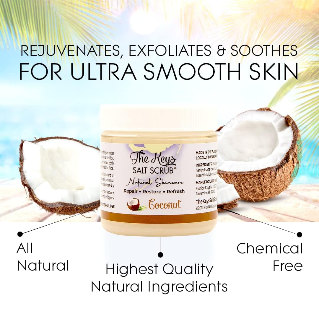 Exfoliating Coconut Sea Salt Body Scrub for All Skin Types with Wooden Spoon 3.4oz - Image 3