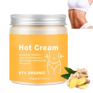 Hot Slimming Cream, Ginger Slimming Fat Burning Cream for Belly, Stomach, Waist, Arms, Legs, Weight Loss Fat Burner Cream for Cellulite, Natural Shaping Firming Body Lotion for Women Men(100g)