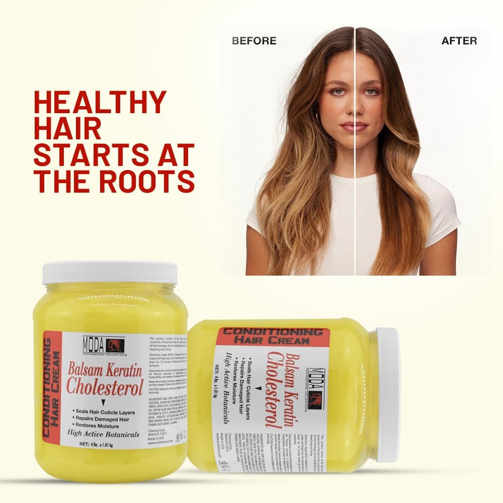 MODA - Cholesterol Deep Conditioning Hair Cream with Keratin, Panthenol, Collagen Amino Acids, Jojoba Oil, and Vitamin E โ 64 Oz - Image 4