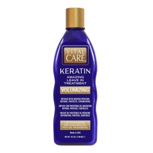 Vital Care Keratin Amazing Volumizing Treatment - Gentle Keratin Complex Hair Treatment is Non-Stripping for Daily Use, Hydrating & Repairing - Abyssinian, Avocado & Sunflower Seed Oil