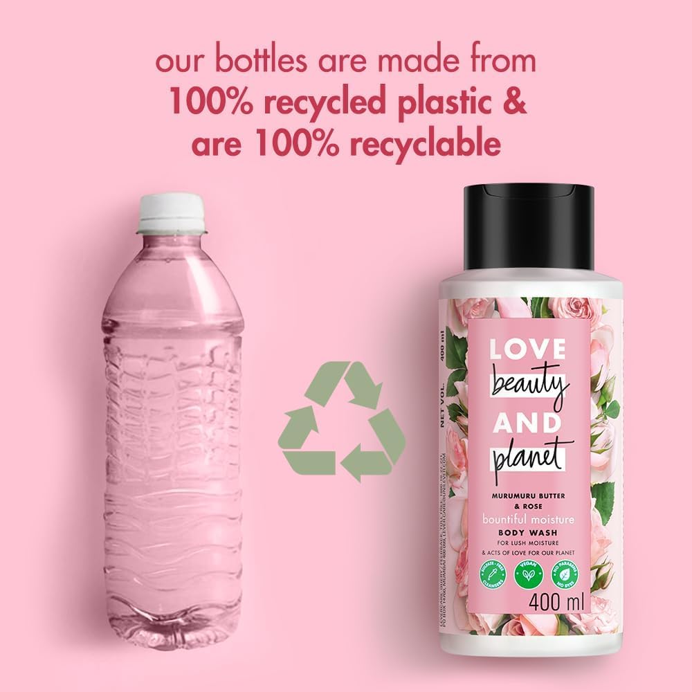 Love-Beauty + Planet Moisturising Body Wash 400ml || with Murumuru Butter & Rose|| Sulfate Free|| Paraben Free- Liquid Shower Gel - Image 7