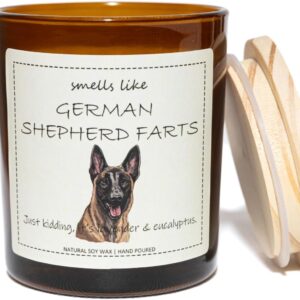 German Shepherd Gifts & Decor, German Shepherd Gifts for Women, Smells Like German Shepherd Farts Candle - Lavender & Eucalyptus, Crafted by Natural Soy Wax & Natural Essential Oils