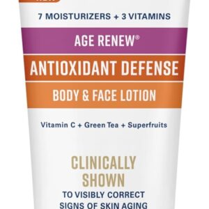 Gold Bond Age Renew Antioxidant Defense Body & Face Lotion, Brightens, Smooths & Evens Skin Tone, Nongreasy Moisturizer With Vitamin C, Superfruits & Green Tea, 8 oz.