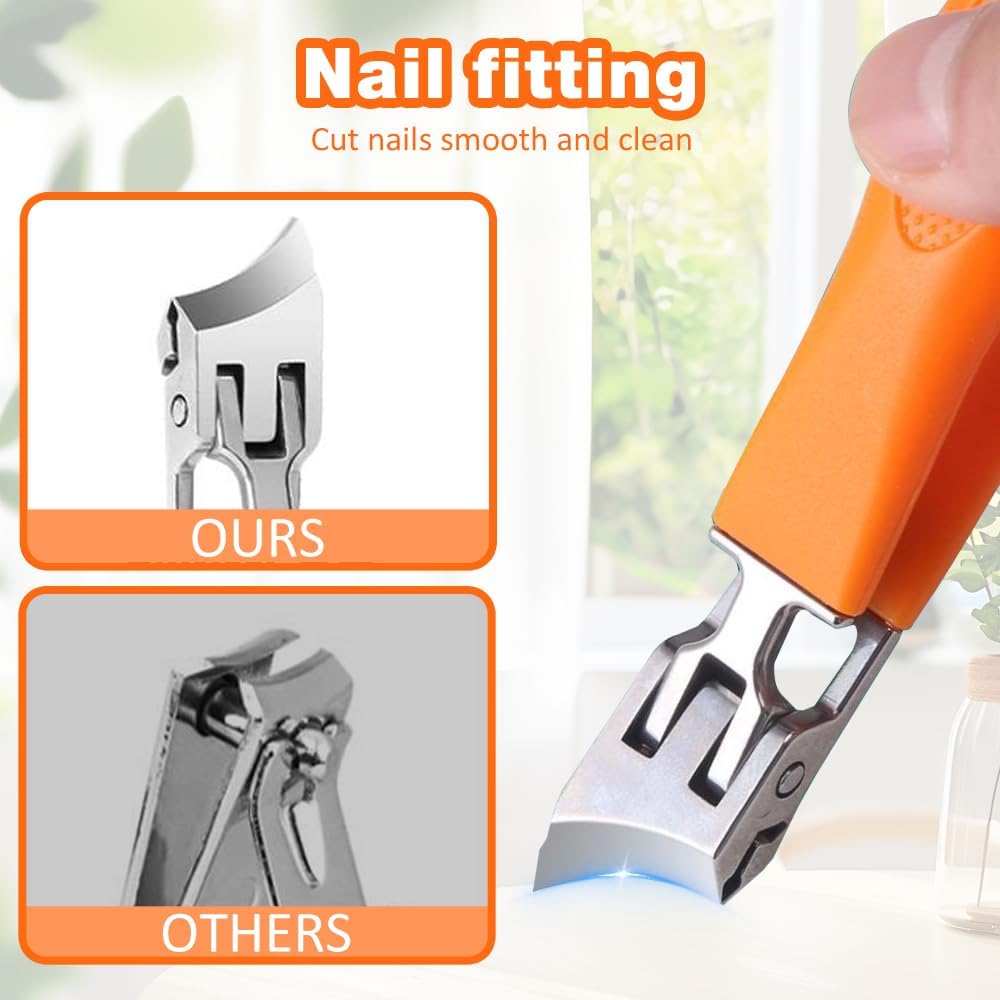 Wide Jaw Opening Anti-Splash Slanted Nail Clipper, Long Handle Splashproof Nail Clippers, Nail Clippers for Ingrown Nails, Wide Mouth Toe Nail Clippers, Household Slanted Nail Clippers (Black) - Image 4