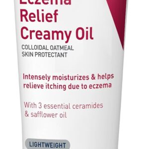 CeraVe Eczema Relief Creamy Body Oil, Eczema Calming Cream With Colloidal Oatmeal & Safflower Oil For Dry Skin & Itchy Skin Relief, Steroid Free & Paraben Free, 8 Ounce