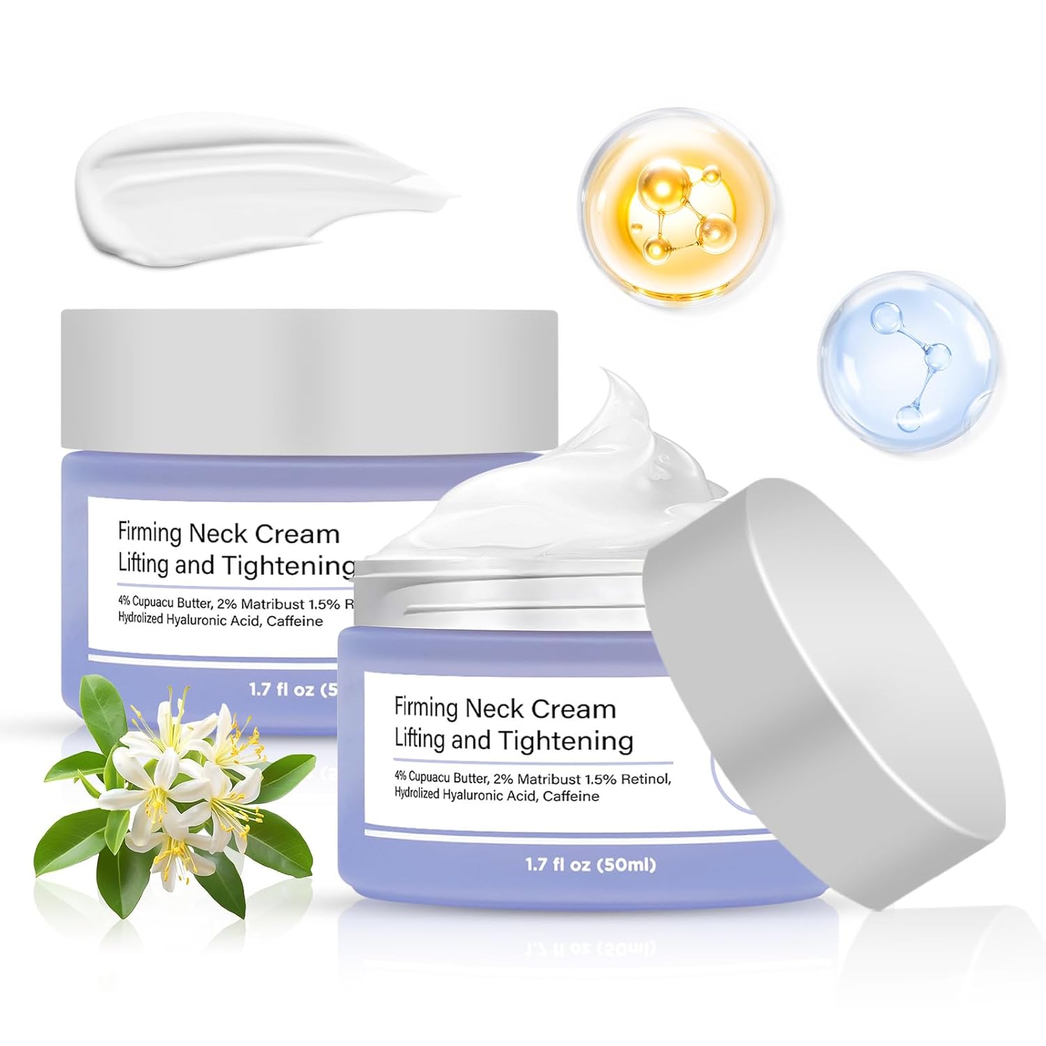 Neck Firming Cream Retinol For Tightening Lift Sagging Tighten Creams Line Remover Anti-Aging Cream Wrinkle Tightener Moisturizer Even Skin Tone With Pro-Active Repair Firming Complex 1.7 FLOz 2 Pcs