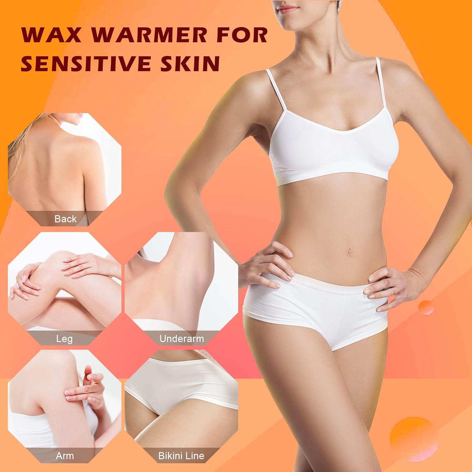 Digital Roll On Wax Kit,Honey Thermostatic Roller Waxing Kit for Sensitive Skin, Depilatory Soft Wax Warmer with 2 Cartridge Refill 10 Wax-removing wipes and 100pcs Wax Strips - Image 6