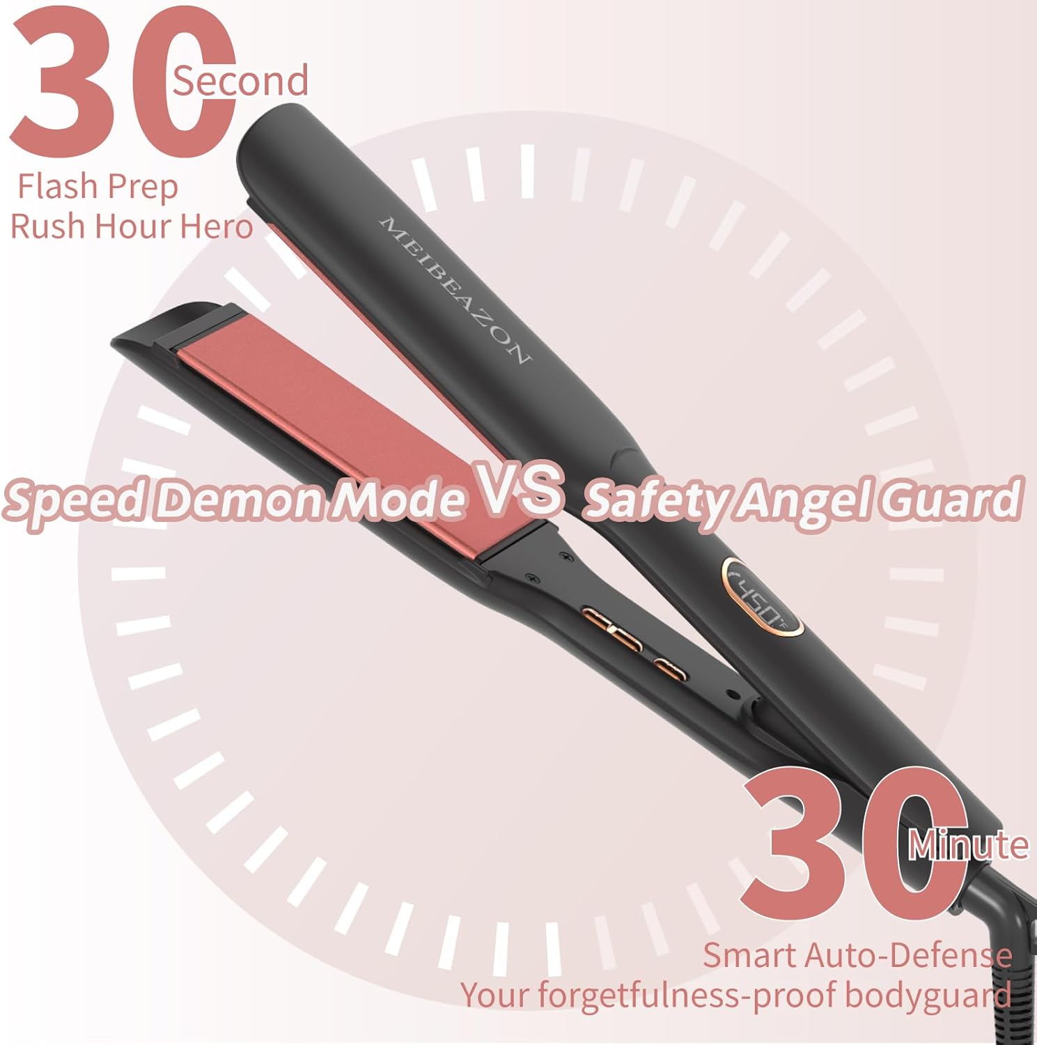 Flat Iron Hair Straightener – 1.7”Wide Ceramic Plate with Negative Ionic Technology, Digital Temp Control & Dual Voltage for Curly/Thick/Coily Hair - Image 5