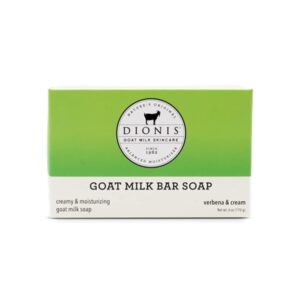 Dionis Goat Milk Verbena and Cream Scented Hand and Body Soap Bar, Hydrating Moisturizing Wash for Sensitive Skin, Gentle Lasting Hydration, Cruelty Free, Non Greasy, Paraben Free, Made in USA, 6oz