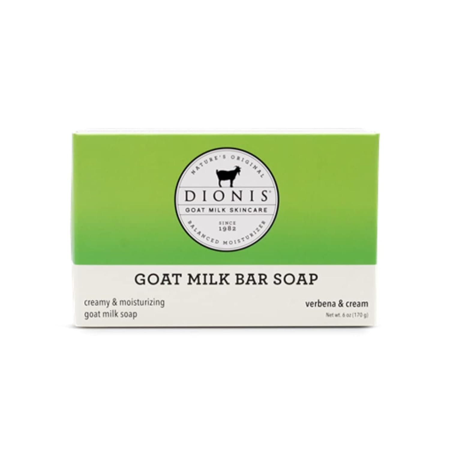 Dionis Goat Milk Verbena and Cream Scented Hand and Body Soap Bar, Hydrating Moisturizing Wash for Sensitive Skin, Gentle Lasting Hydration, Cruelty Free, Non Greasy, Paraben Free, Made in USA, 6oz