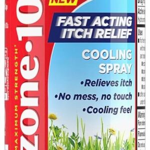 Cortizone 10 Maximum Strength Itch Relief Cooling Spray, Hydrocortisone 1% & Soothing Aloe, Fast-Acting, No-Mess Anti-Itch Spray for Bug Bites, Rash, Eczema, Psoriasis, Poison Ivy & More, 2.7 oz.