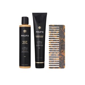 PHILIP B. Forever Shine Collection Kit - Limited Edition Set With Shampoo, Conditioner, Notes of Pure Oud & Detangling Comb
