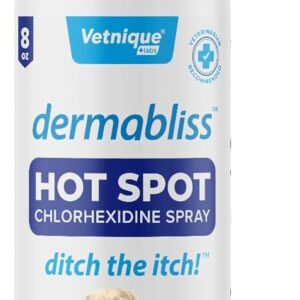 Vetnique Dermabliss Hot Spot Treatment for Dogs - Antiseptic Medicated Chlorhexidine Spray - Vet Recommended for Skin Infections, Hot Spots & Irritation (Hot Spot Spray, 8oz)